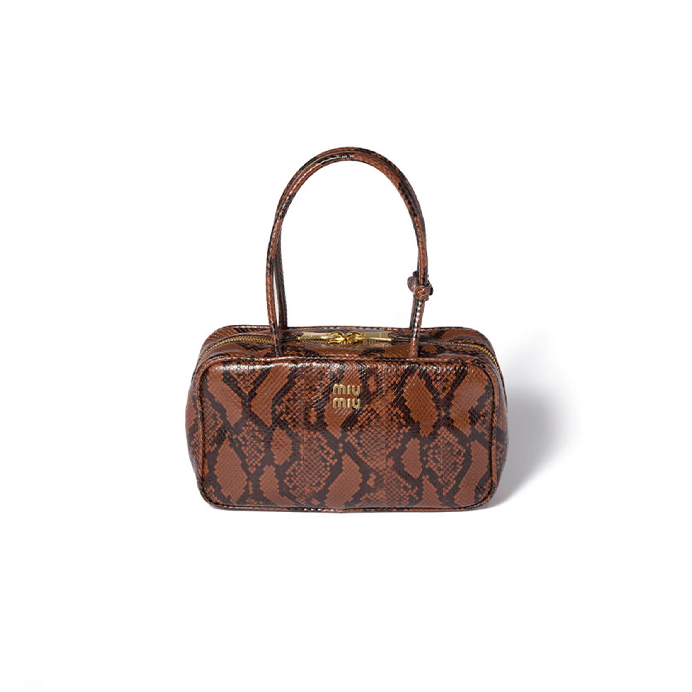 MIU MIU BEAU PYTHON-PRINTED AYERS LEATHER BAG 5BB172 (30*17*8.5cm)